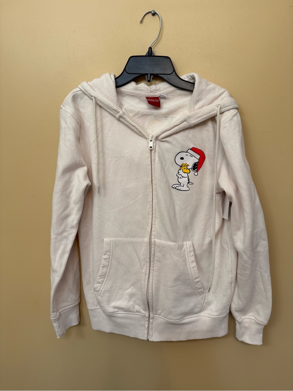 Peanuts Cream Zip-Up Hoodie with Snoopy & Woodstock Graphic